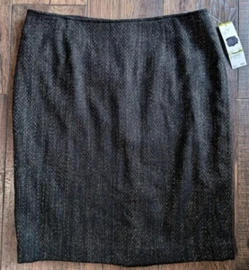 Jones New York Collection Rock Wollmischung schwarz mit Metallic-Akzent Größe 14 neu mit Etikett - Bild 1 von 11