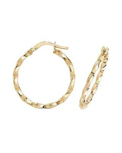 9K Gold Twist Hoop Earrings. Minimalist, Waterproof, Stacking Earring. Free Ship - Picture 1 of 10