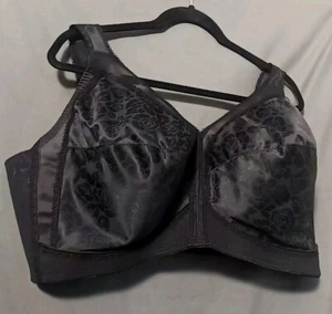 50DD Wirefree Unlined Bra Black Satin Playtex Ultimate Shoulder Comfort Bra 4693 - Picture 1 of 8