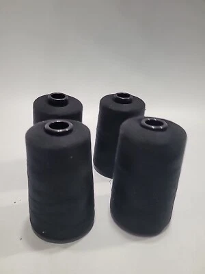 4 PACK of 5000 MTS each Spools BLACK Sewing Thread All Purpose 100% Polyester - Image 1 of 4