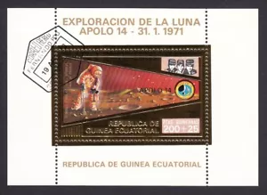 Apolo 14 = Espacio, Luna Shepard, Roosa, Mitchell = Lámina de Oro = Hoja de Recuerdo - Imagen 1 de 1