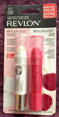 Revlon Kiss Balm Sweet Cherry and Revlon Kiss Sugar Scrub Sugar Mint Duo New - Image 1 of 3