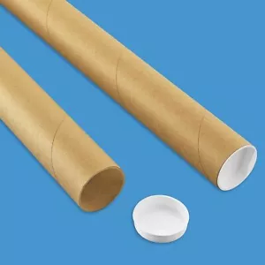 Premium Kraft Mailing Shipping Poster Tubes with Plastic End Caps 2" x 24" - Picture 1 of 1