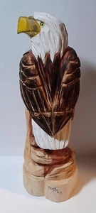Chainsaw Carved Cedar Eagle On A Branch 24" Tall Signed Art - Picture 1 of 8