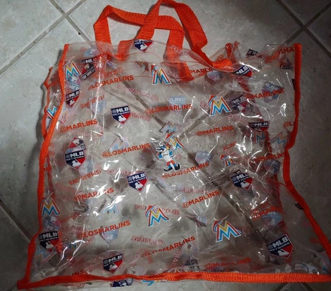 MLB Network Miami Marlins Clear Baseball Stadium Tote Souvenir Bag Beach W/Keych Cover