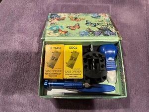 WATCH REPAIR tools in musical box, seven never used tools for repairing watches - Picture 1 of 8