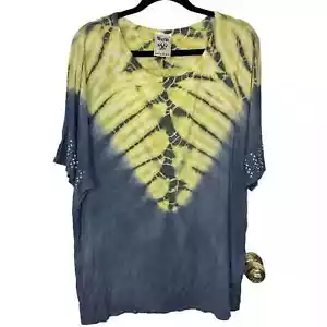 Vocal USA Tie Dye Bling Top size Large Yellow and Gray - Picture 1 of 8