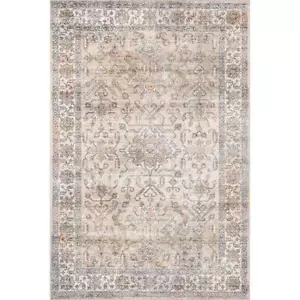 nuLOOM Area Rug 9'x12' Rectangle Persian Stain-Resistant Machine Washable Ivory - Picture 1 of 7