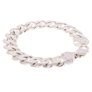 925 Sterling Silver Solid Cuban Link Bracelet 14mm 10" 89.5grams - Picture 1 of 3
