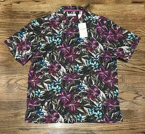 Tommy Bahama Floral 100% Silk Lush Tropics Asheen Men’s Hawaiian Camp Shirt Sz M - Picture 1 of 9
