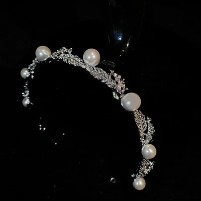 Korean Full Zircon Brides Tiara Crowns Crystal Headpiece Wedding Hair Accessory - Image 1 of 4