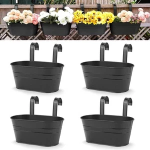 4pcs Large Hanging Flower Pots, Metal Iron Wall Planter Indoor/Outdoor for Ra... - Picture 1 of 7