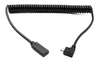 SYSTEM-S Câble USB 3.1 180 cm Type C Femelle vers 2.0 Micro B Mâle Spirale Angle - Photo 1/4