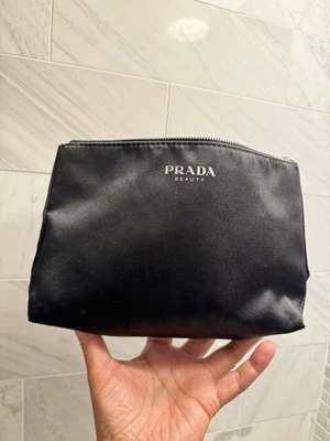 PRADA Beauty Pouch Charcoal Black Travel Toiletry Bag Polyester - Image 1 of 4