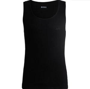Hugo Boss Vest Embroidered Logo Mens BOSS Sleeveless T-Shirt in Black - Picture 1 of 6