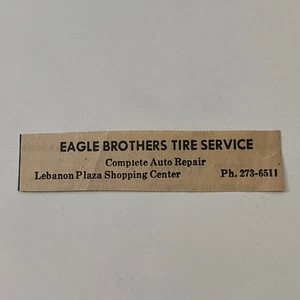 Eagle Brothers Tire Service Auto Repair 1972 Lebanon PA Clipping SAH5-S6 - Picture 1 of 2