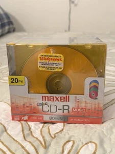 Maxell CD-R Music 20 Pack Recordable Compact Disc w/Color Cases 80 Min NEW - Picture 1 of 6