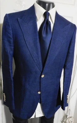 ABRIGO DEPORTIVO SUITSUPPLY LINO TALLA 38R AZUL MARINO 2 BOTONES Foto 1 de 4