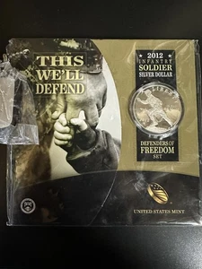 2012 US Mint Proof Silver Dollar Infantry Soldier Defenders of Freedom - Picture 1 of 3