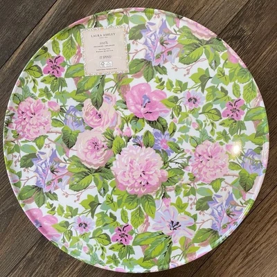 LAURA ASHLEY Spring Floral Spinning Rotating Melamine 15.5" Serving Tray NEW - Image 1 of 4