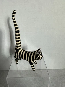 HAND PAINTED BALSA WOODEN KITTY CAT FIGURE Ring Holder - Picture 1 of 3
