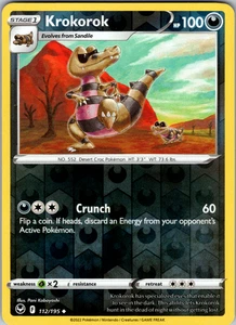 Krokorok Reverse Holo 112/195 SWSH12: Silver Tempest Uncommon - NM - Picture 1 of 2