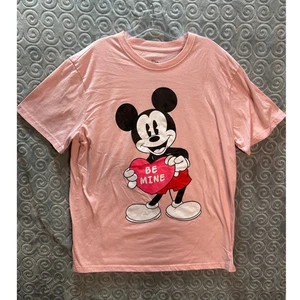 Disney Mickey Mouse rosa Grafik T-Shirt XL Valentinstag Be Mine Herz Shirt - Bild 1 von 6