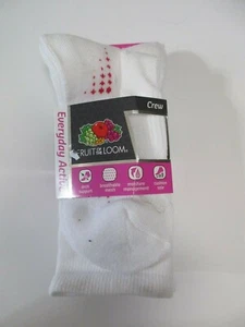 Fruit of the Loom Damen-Crew-Socken Schuhgröße 4-10 weiß Bogen Freizeit Alltag - Bild 1 von 11