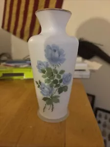 Vintage Japan frosted satin glass hand painted cylinder vase - Picture 1 of 1