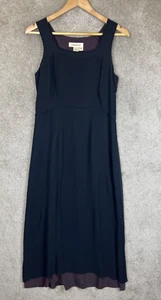Eddie Bauer Dress Womens 6 Petite Black Purple Rayon Sleeveless Zip- 1856* - Picture 1 of 10