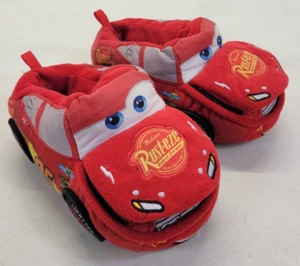 Disney Pixar Cars Lightning McQueen Sz 9/10 Toddlers Plush House Slippers Shoes - Picture 1 of 8