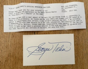 Tarjeta firmada por George Takei con nota incluida Star Trek Sulu - Imagen 1 de 4