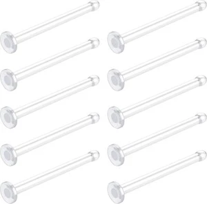 18g Bioflex Clear Nose Rings for Women, Men 10pcs - Plastic Retainer Flat Clear - Picture 1 of 7