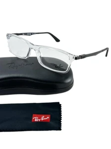 Ray Ban NEW Transparent Rectangle Frames Metal Black 54-17-145 Eyeglasses RX7017 - Photo 1/12