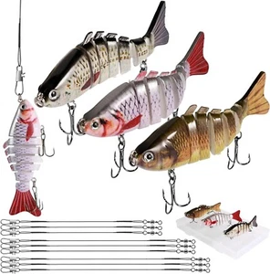 3PCS Lifelike Eyes 7 Segment Bionic Bait Treble Hooks Crucian Carp Fishing Lure - Picture 1 of 7