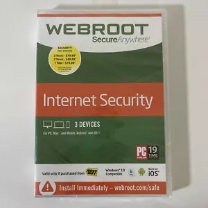 Webroot Secure Anywhere Internet Security 3 Device Software CD Windows IOS Mac~ - Picture 1 of 2