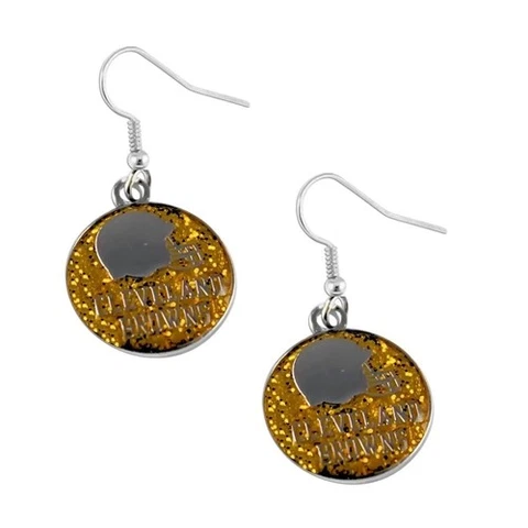 Cleveland Browns Football NFL Round Glitter Charm Silver Dangle Earrings Set Cover