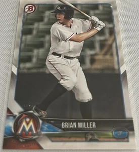 2018 Bowman Baseball Prospects Brian Miller Miami Marlins base card #BP60 - Picture 1 of 2