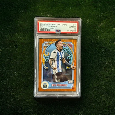 2023 Topps Fileteado Argentina Enzo Fernandez Debut Orange Tango /25 PSA 10 - Image 1 of 3