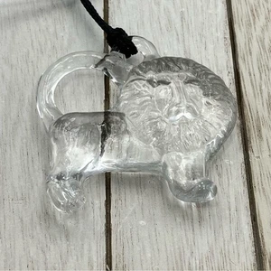 Damen Vintage große Klarglas Kristall Löwe Anhänger Halskette - Bild 1 von 7