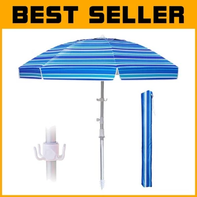 Sombrilla de playa grande de 8 pies con protección UV - resistente y resistente al viento Foto 1 de 4