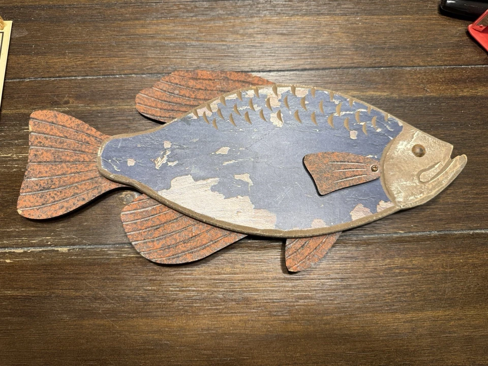 Arte de pared de peces de madera hecho a mano decoración colgante aspecto rústico pieza muy bonita Foto 1 de 2