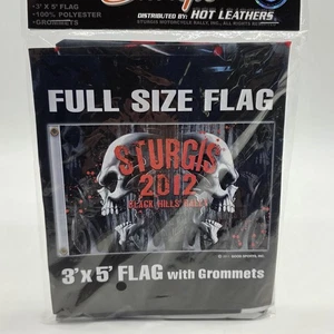 Bandera de rally de motocicleta Sturgis Black Hills 2012 con ojales calavera 3" X 5" nueva de colección - Imagen 1 de 6