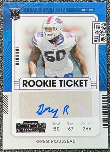 Boleto de novato Greg Rousseau 2021 Panini Contenders #158 variación automático (RC, AU) - Imagen 1 de 2