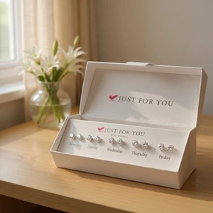 5 Paar Ohrstecker Sterlingsilber weiß Zirkon neu in Box - Bild 1 von 5