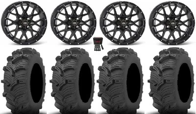 ITP Hurricane 12" Wheels Black 26" Executioner Tires Honda Foreman Rancher SRA - Image 1 of 4