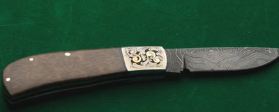 JEFF COVER KNIFE CUSTOM HAND ENGRAVED.24k GOLD & 14k ROSE GOLD INLAY - Image 1 of 4