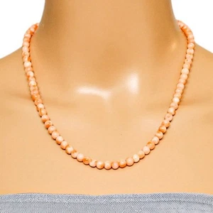 Vintage Signed Lucoral Pink Coral Bead Necklace 18.5” Gold-Tone Clasp 22g - Picture 1 of 5