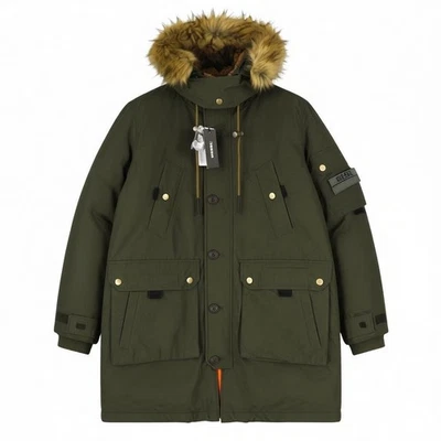 DIESEL V-Colby Men's Jacket S Khaki Green Hooded Parka Insulated RRP395 * - Image 1 of 4