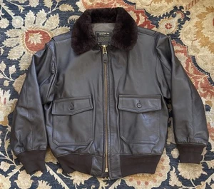 Sporty's Pilot Shop USA TYPE G-1 GOAT SKIN Leather FLIGHT Top Gun L JACKET 42 44 - Picture 1 of 9